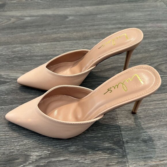 NEW Lulus SZ 8 Frae Naked Hazelnut Pointed Toe Mules Stiletto Heels Blush Pink - Picture 6 of 11